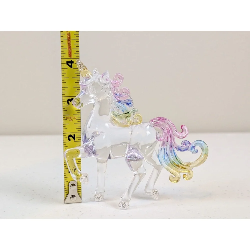 Crystal Like Rainbow Unicorn Ornament, Translucent, Glitter, Plastic, Christmas